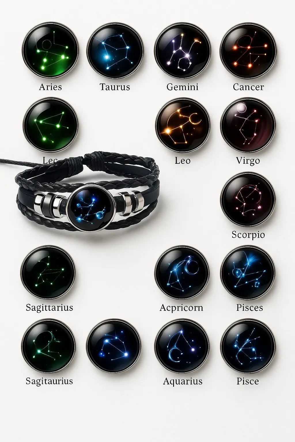 Zodiac Leather Wrap Bracelet