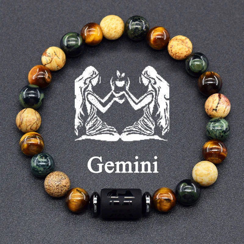 Natural Zodiac Stone Bracelet - Men and Women