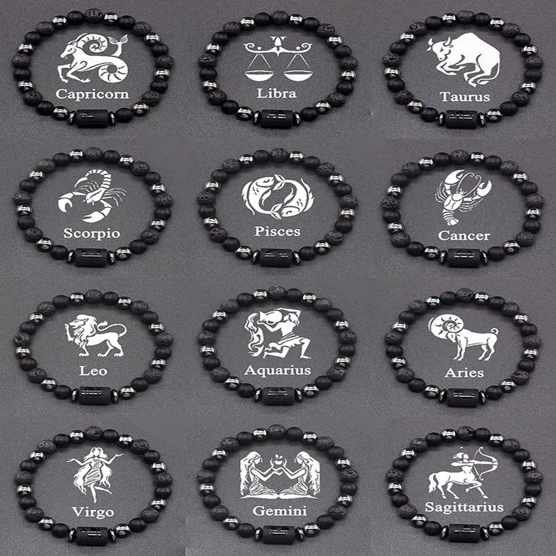 Natural Zodiac Stone Bracelet - Men and Women