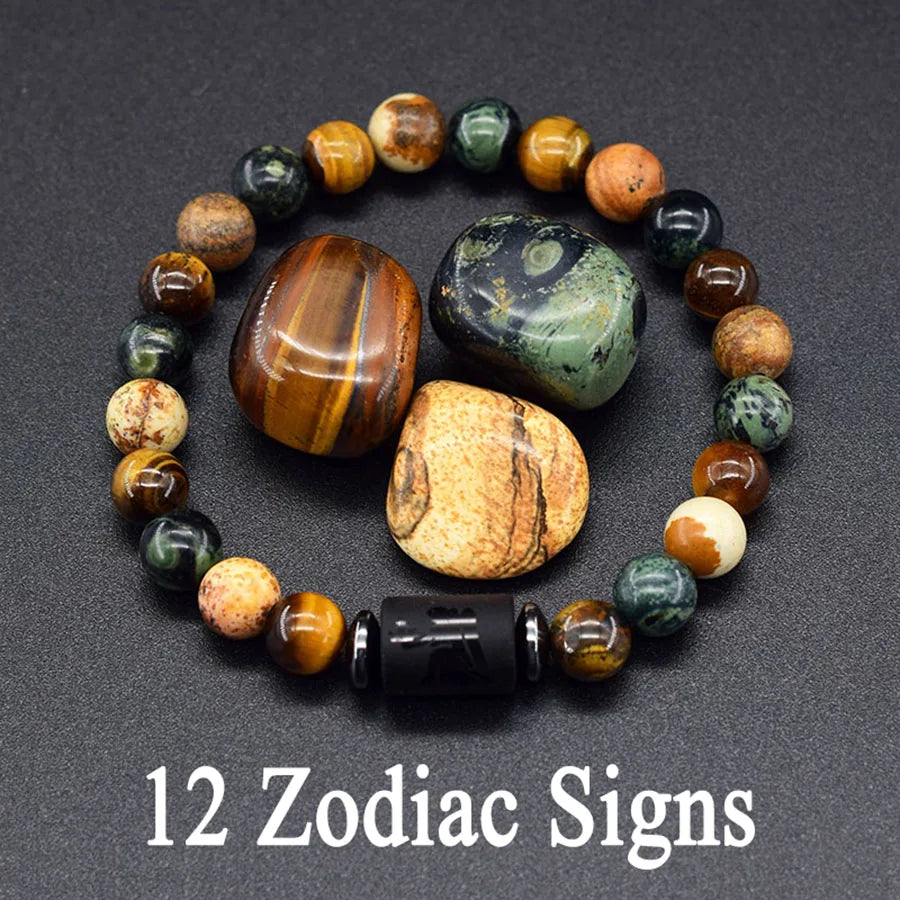 Natural Zodiac Stone Bracelet - Men and Women