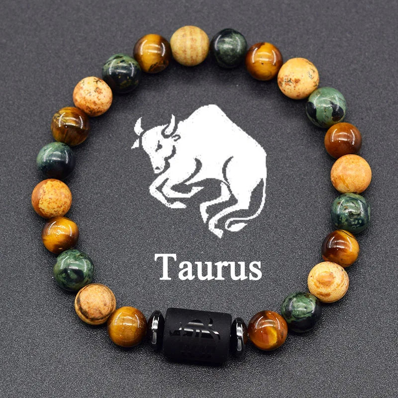 Natural Zodiac Stone Bracelet - Men and Women