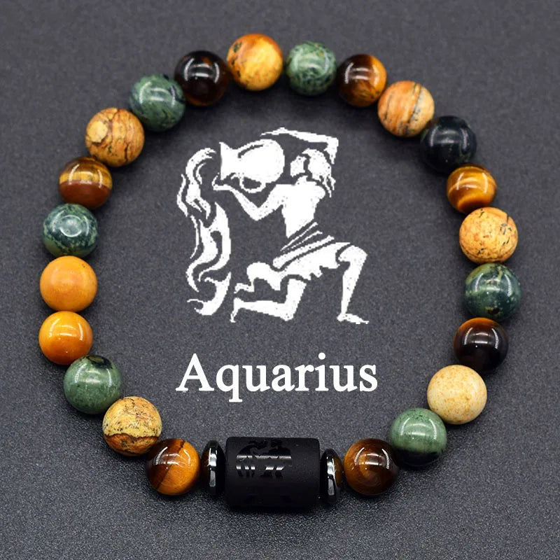 Natural Zodiac Stone Bracelet - Men and Women