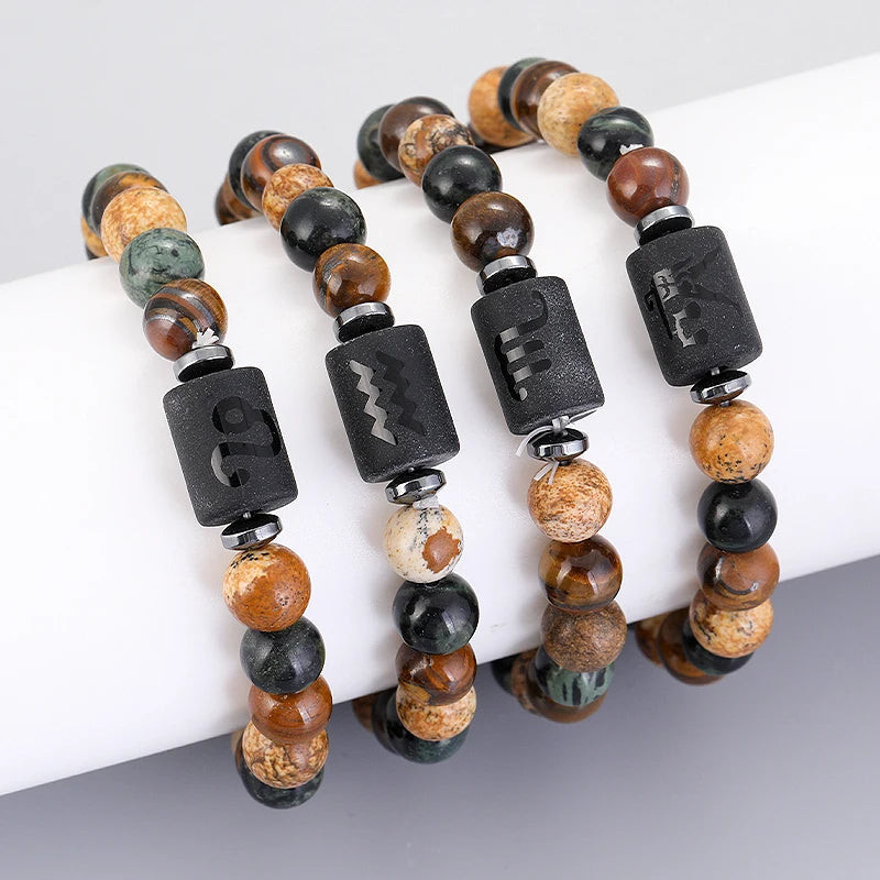 Natural Zodiac Stone Bracelet - Men and Women