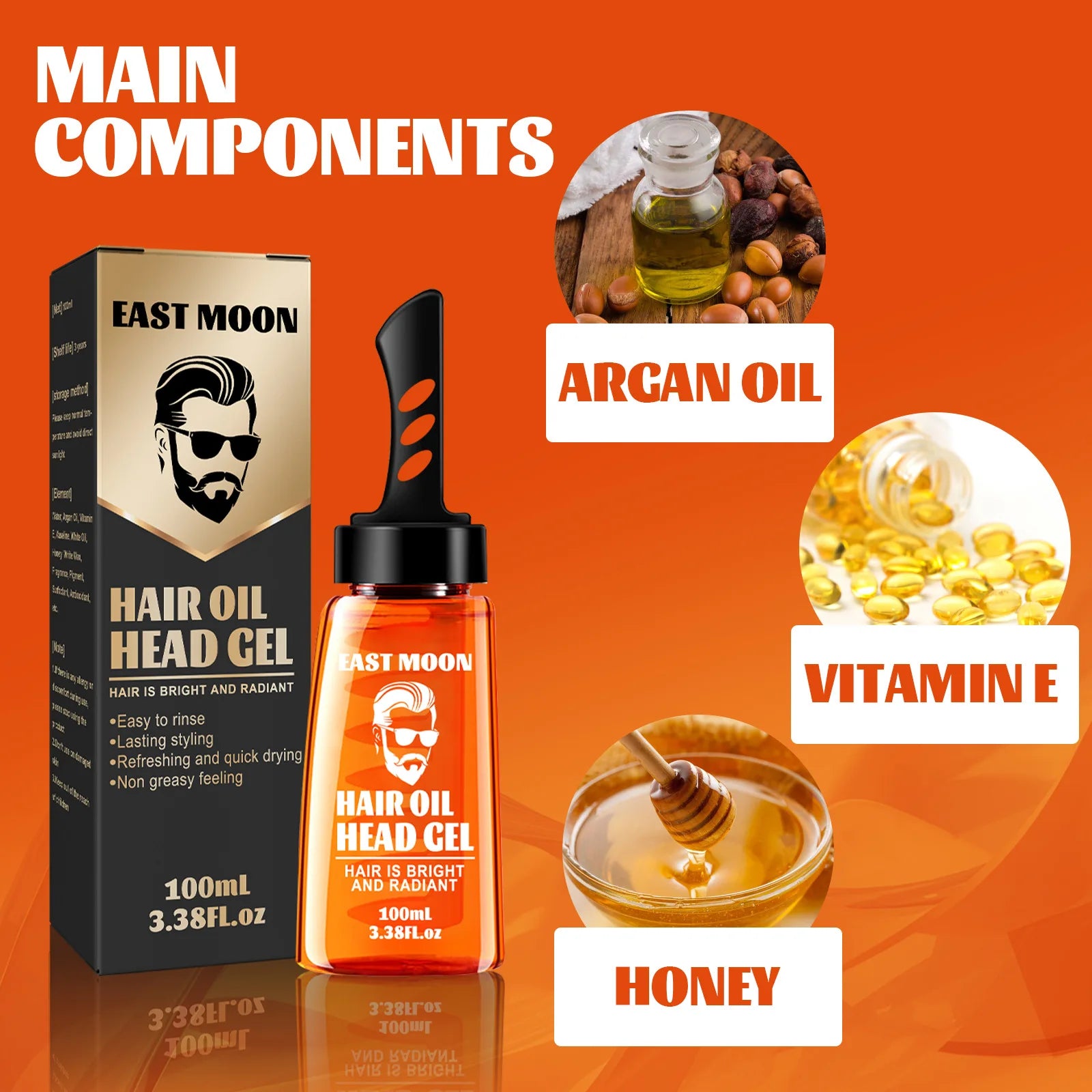 EAST MOON Hair Oil Head Gel Hold, shine and nourish in a single step