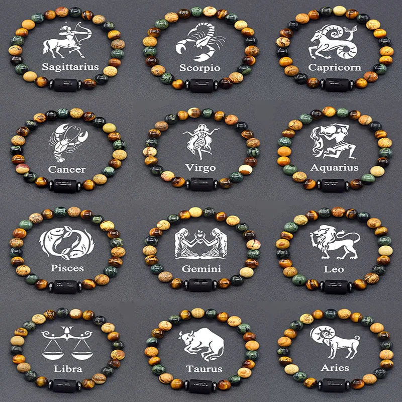 Natural Zodiac Stone Bracelet - Men and Women