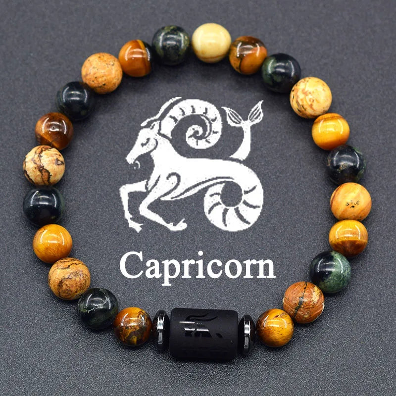 Natural Zodiac Stone Bracelet - Men and Women