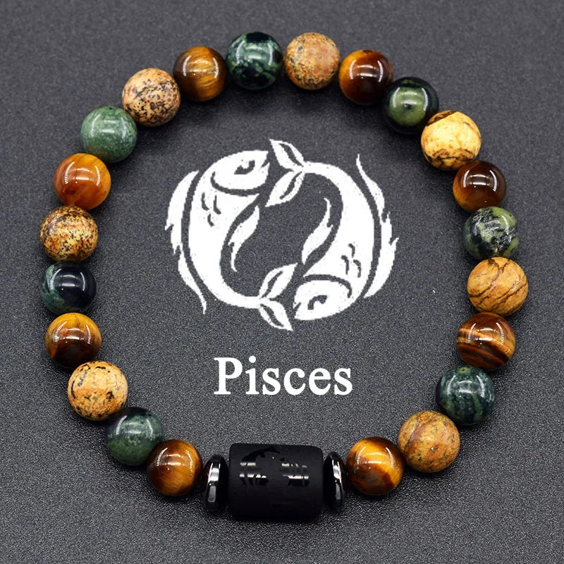Natural Zodiac Stone Bracelet - Men and Women